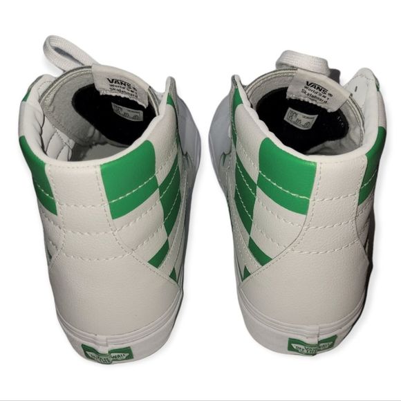 NWOT Van's Light Green & White Sk8 Checkerd Sk8 Hightop Sneakers - Picture 3 of 9